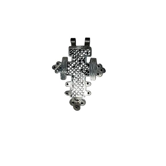 Desert Designs Ethiopian Cross Pendant Vintage Handmade Christian Medal - Picture 1 of 5